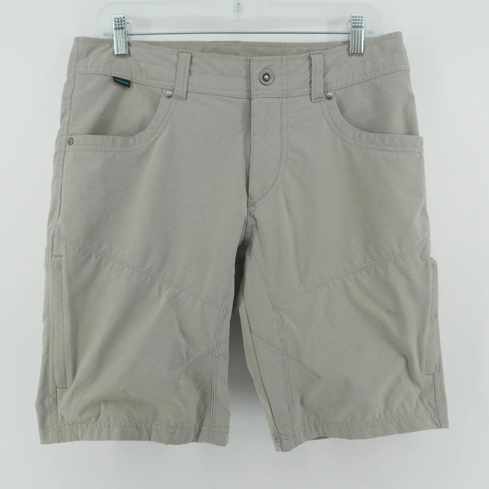 KUHL Hiking Shorts Mens 32 Khaki Green Ripstop Technical Outdoor Cargo